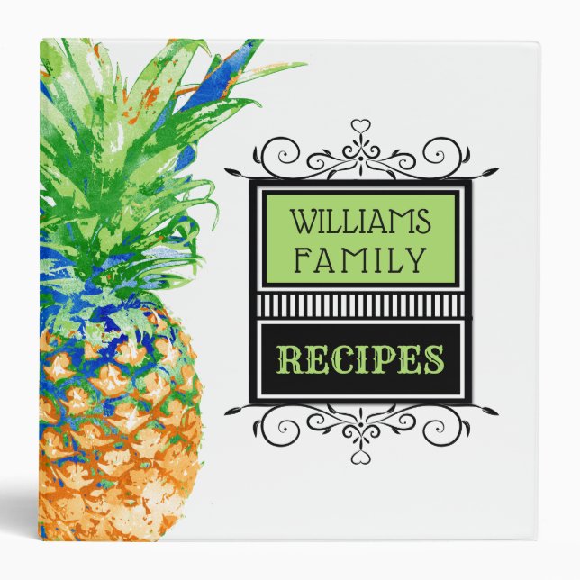 Classeur Recette moderne Pineapple Tropical Green Family (Devant)