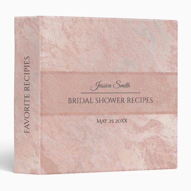 Classeur Recette moderne Rose d'or de douche nuptiale (Devant/Côté)