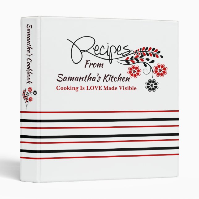 Classeur Recette noire blanche rouge (Devant/Côté)