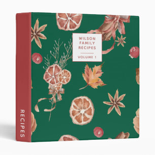 Classeur Recette personnalisée automne vert aquarelle