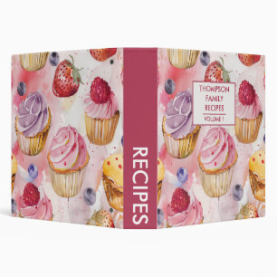 Classeur Recette personnalisée de baies de cupcake peintes 