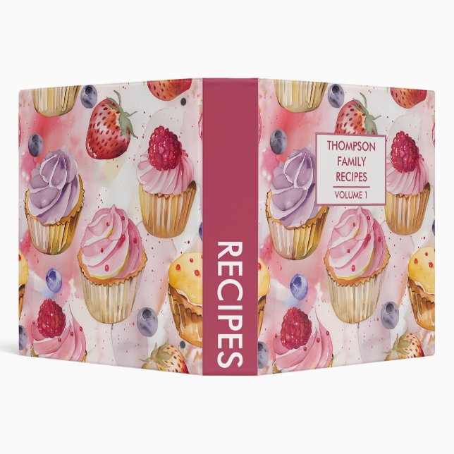 Classeur Recette personnalisée de baies de cupcake peintes  (Arrière-plan)