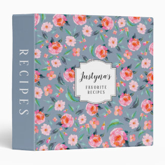 Classeur Recette personnalisée Dusty bleu rose floral modèl