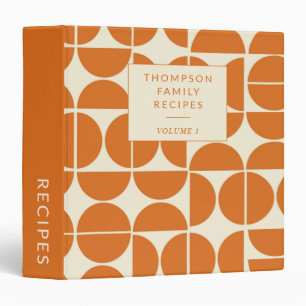 Classeur Recette personnalisée géométrique Orange Gras Rétr