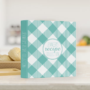 Classeur Recette personnalisée turquoise et blanche En vich