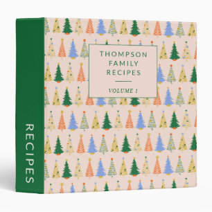 Classeur Recette personnalisée verte des arbres de Noël