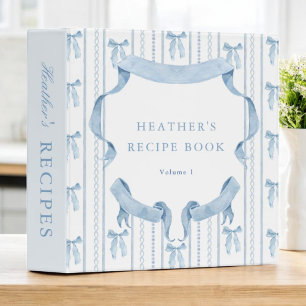 Classeur Recette personnalisée vintage Bleue Bow