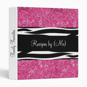 Classeur Recette rayée personnalisée de zèbre rose de