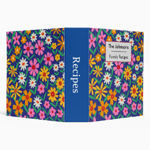 Classeur Recette Retro Boho rose orange Floral Motif
