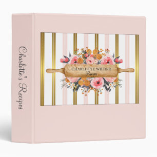Classeur Recette rose broche personnalisée