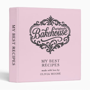Classeur Recette Rose Vintage Élégante Personnalisée