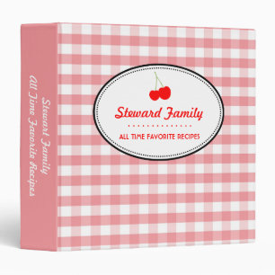 Classeur Recette rouge de famille de cerise de pays rose de