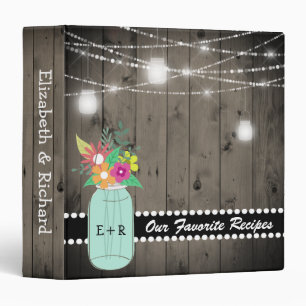 Classeur Recette rustique décorée d'un monogramme en bois