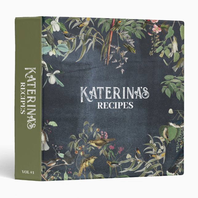 Classeur Recette Rustique Eucalyptus Botanical Chalkboard (Devant/Côté)