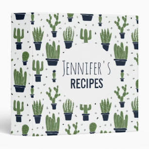 Classeur Recette Rustique Motif du désert Cactus vert foncé
