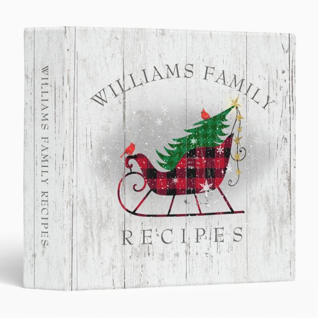 Classeur Recette Rustique Sleigh Red Buffalo Plaid Recette (Devant/Côté)