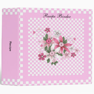 Classeur Recette Style Country Rose Blanc Floral à Carreaux
