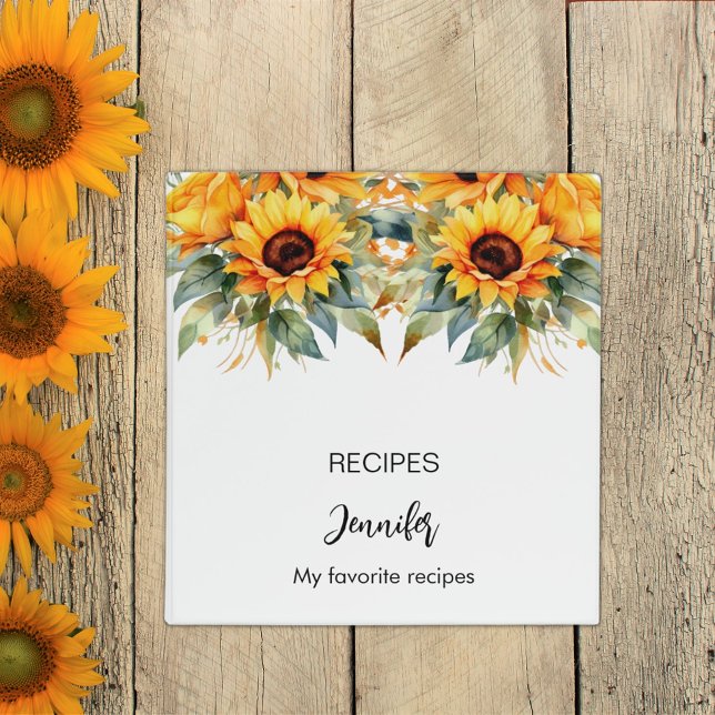 Classeur Recette tournesol nom d'aquarelle (Créateur téléchargé)