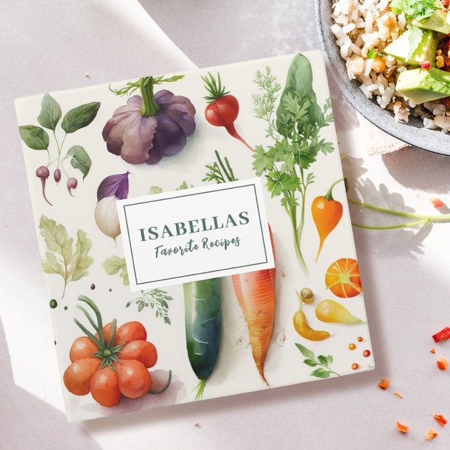 Classeur Recette végétale Aliments Aquarelle Cookbook (Créateur téléchargé)