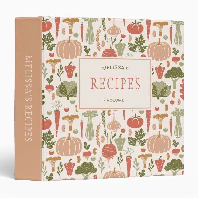 Classeur Recette végétarienne végétale personnalisée (Devant/Côté)