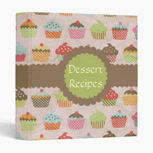 Classeur Recette vintage de dessert d'impression de cupcake
