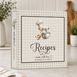 Classeur Recettes à carreaux beige rustique