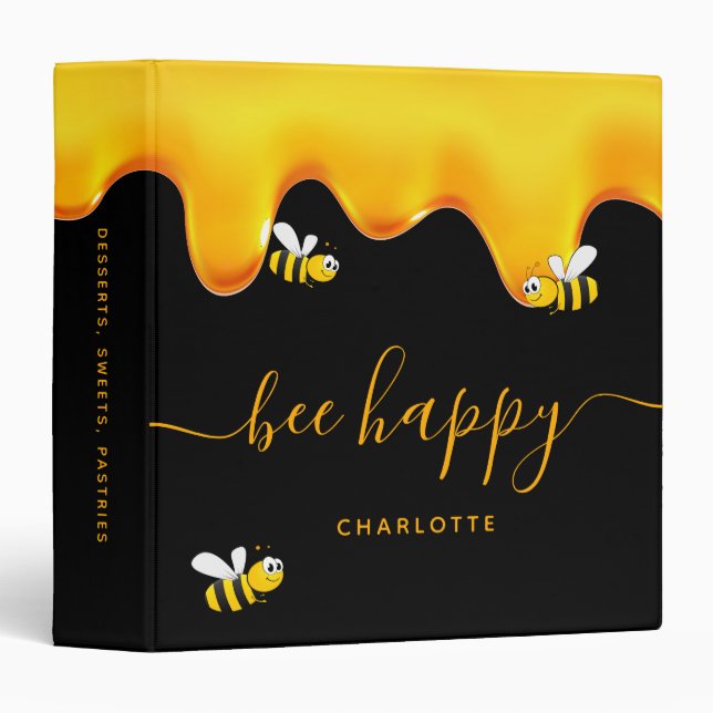 Classeur Recettes Abeille noire heureuse bourdons abeilles  (Devant/Côté)
