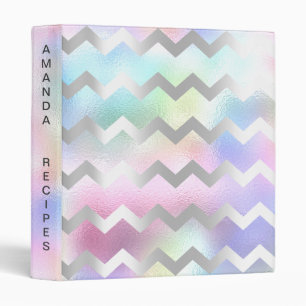 Classeur Recettes Beauté Hologramme Iridescente Arc-en-ciel