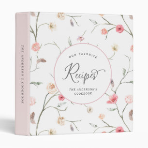 Classeur Recettes d'aquarelle fleurie chic personnalisées c