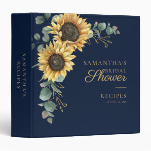 Classeur Recettes de Baby Shower Fleur de Tournesol Aquarel