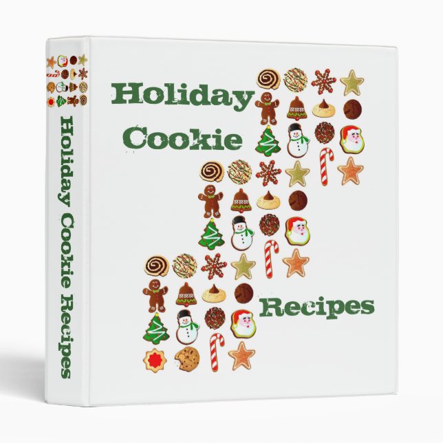 Classeur Recettes de biscuits de vacances (Devant/Côté)
