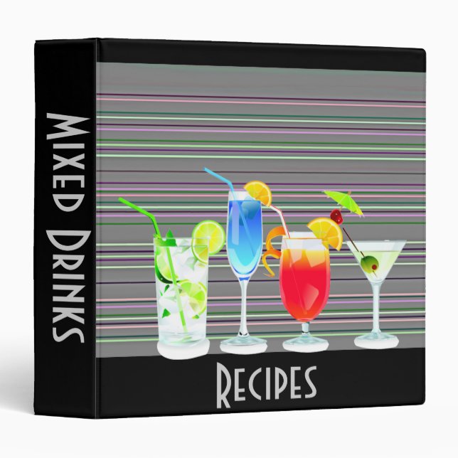 Classeur Recettes de cocktail (Devant/Côté)