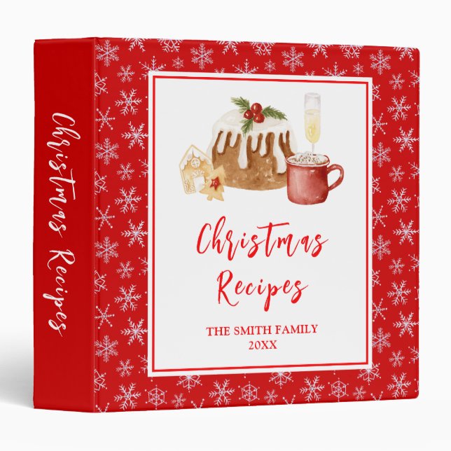 Classeur Recettes de cuisson de vacances Pudding de Noël (Devant/Côté)