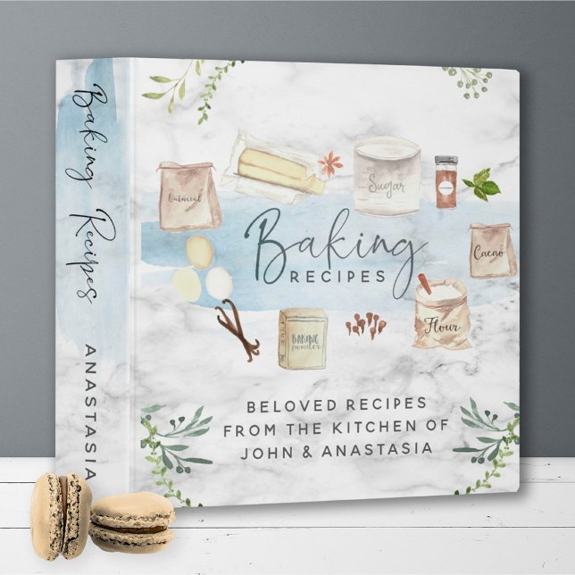 Classeur Recettes de cuisson familiale Marbre Illustré Scri (Créateur téléchargé)