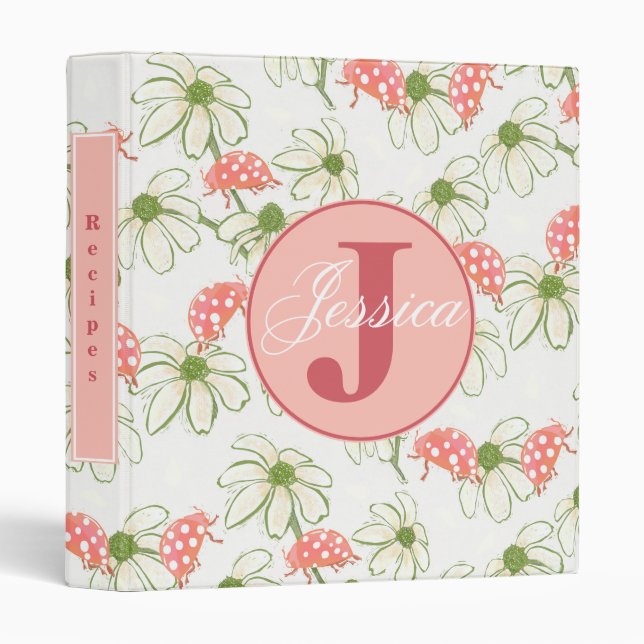 Classeur Recettes de daisies et Ladybugs (Devant/Côté)