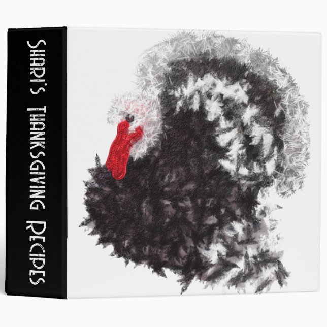 Classeur Recettes de dinde glamour pour Thanksgiving modern (Devant/Côté)