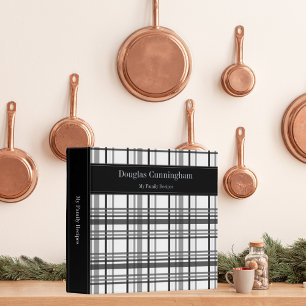 Classeur Recettes de famille à carreaux noir et blanc rusti