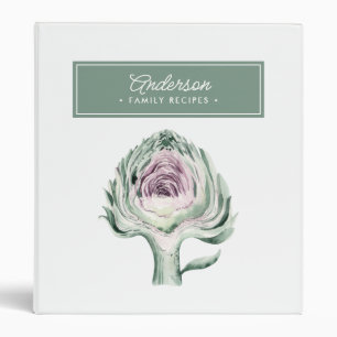 Classeur Recettes de Famille Artichaut Aquarelle & Nom de F