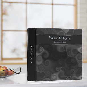 Classeur Recettes de famille aux tourbillons noirs et gris 