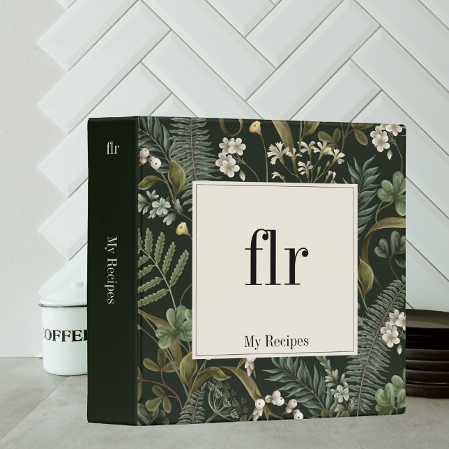 Classeur Recettes de famille avec monogramme botanique rust (Créateur téléchargé)
