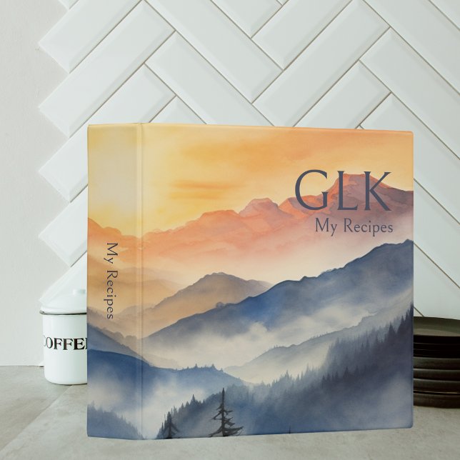 Classeur Recettes de famille de coucher de soleil à l'aquar (Créateur téléchargé)