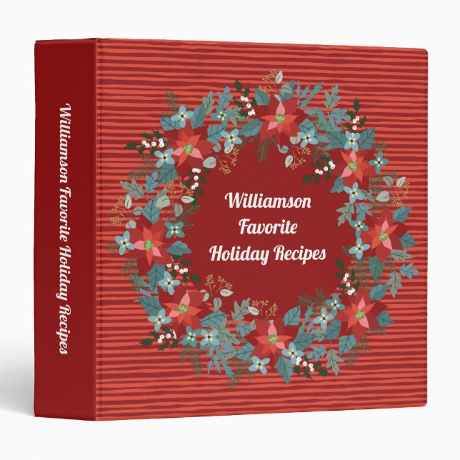 Classeur Recettes de famille de Noël favorites (Devant/Côté)