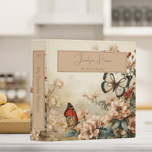 Classeur Recettes de famille Fleurs & Papillons de style an