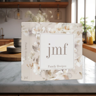 Classeur Recettes de famille florales délicates neutres bei