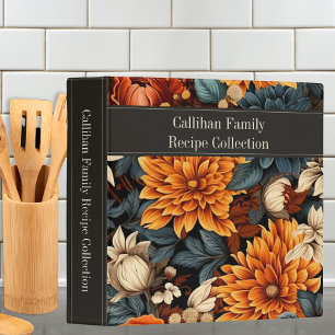 Classeur Recettes de famille florales sarcelle et orange br