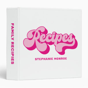 Classeur Recettes de famille rose chaud rétro