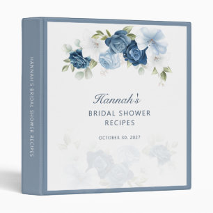 Classeur Recettes de Fête des mariées Bleu Dusty Floral Bot