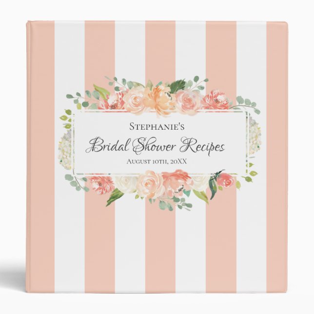 Classeur Recettes de Fêtes des mariées de pêche à la floral (Devant)