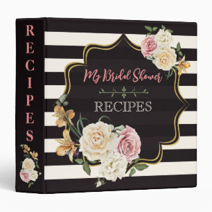 Classeur Recettes de Fêtes des mariées florales noires, ray