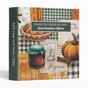Classeur Recettes de Grand-mère au Vichy Vert Rétro Vintage